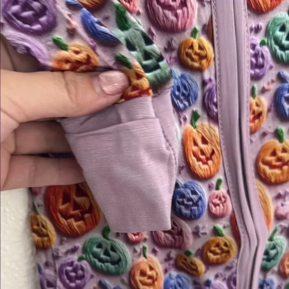 NWT-Halloween Pumpkin Print double zip One Piece- size 9-12months